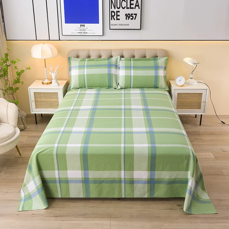 【梦澜柔】新款全棉简约亲肤老粗布床单三件套-runchun