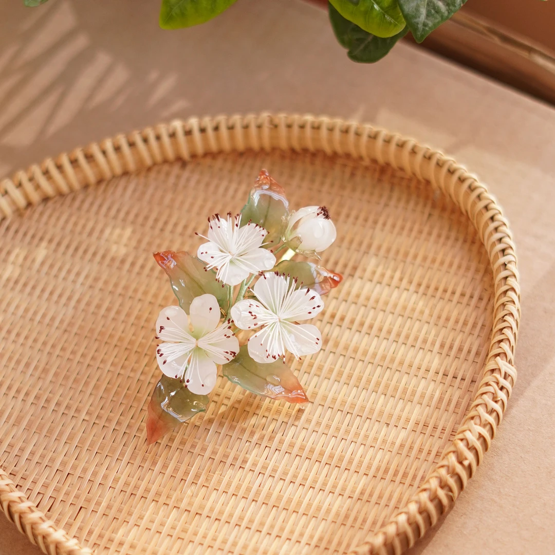 非金属发饰 无澜手作热缩梨花发簪