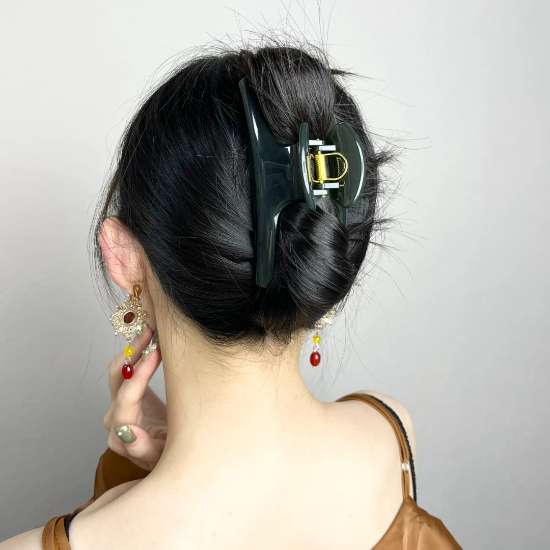 L069闷青色11cm鱼尾抓夹时尚气质法式小众简约