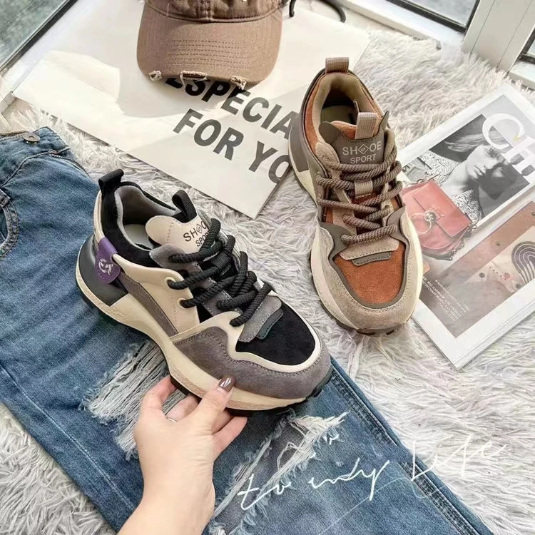 129秋冬新款加绒加厚休闲阿甘鞋厚底时尚百搭华夫运功休闲鞋