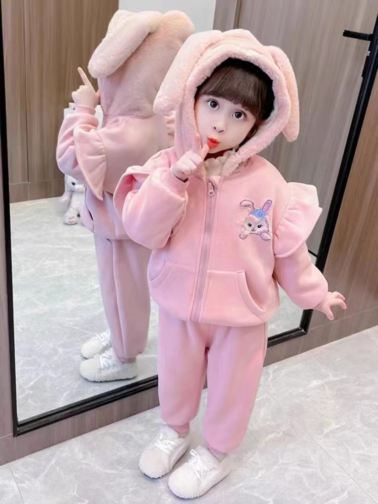 女童套装秋冬季2024新款洋气宝宝加厚儿童装冬款加绒冬装衣服时髦