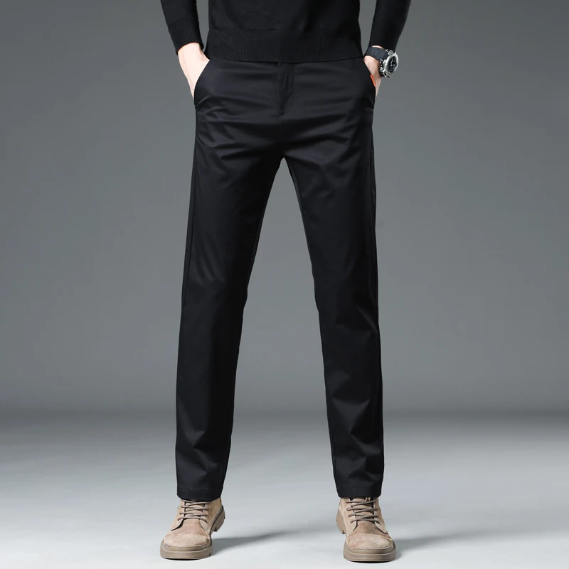 018加绒休闲裤男直筒百搭秋冬款简约潮流美式宽松阔腿裤子男士