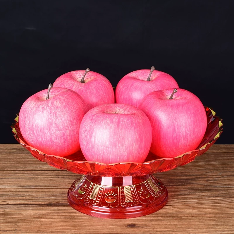 佛具用品家用供奉佛前奉财神果盘大红塑料财字福字佛堂贡品盘供盘