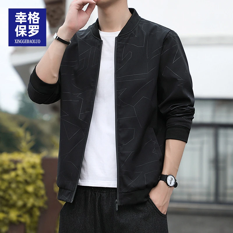 幸格保罗男士夹克2025春秋季新款上衣韩版帅气百搭棒球领休闲外套
