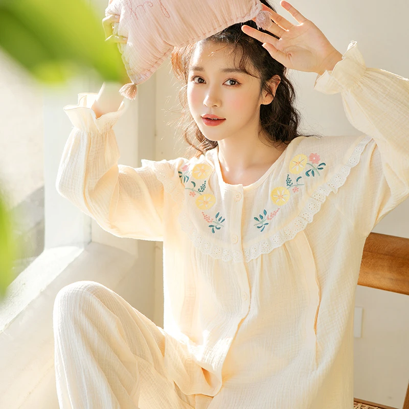 家时光月子服夏季薄款产后喂奶纯棉孕妇睡衣哺乳衣孕期家居服1120