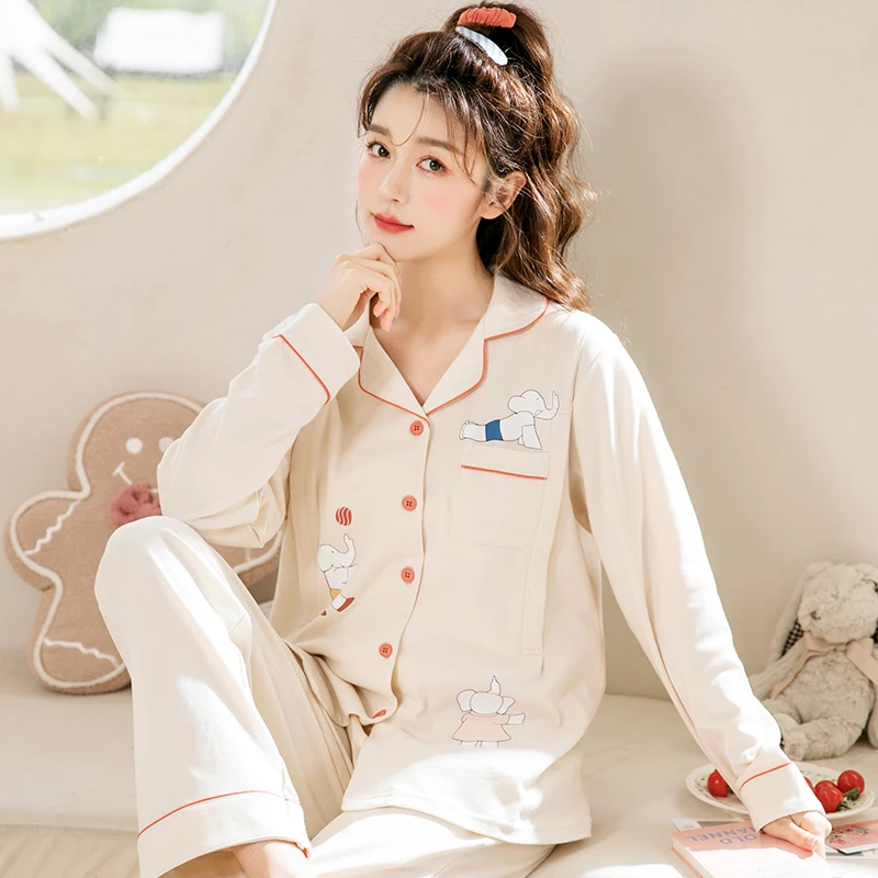 家时光0235#月子服春秋纯棉产后怀孕孕妇哺乳睡衣产妇喂奶家居服