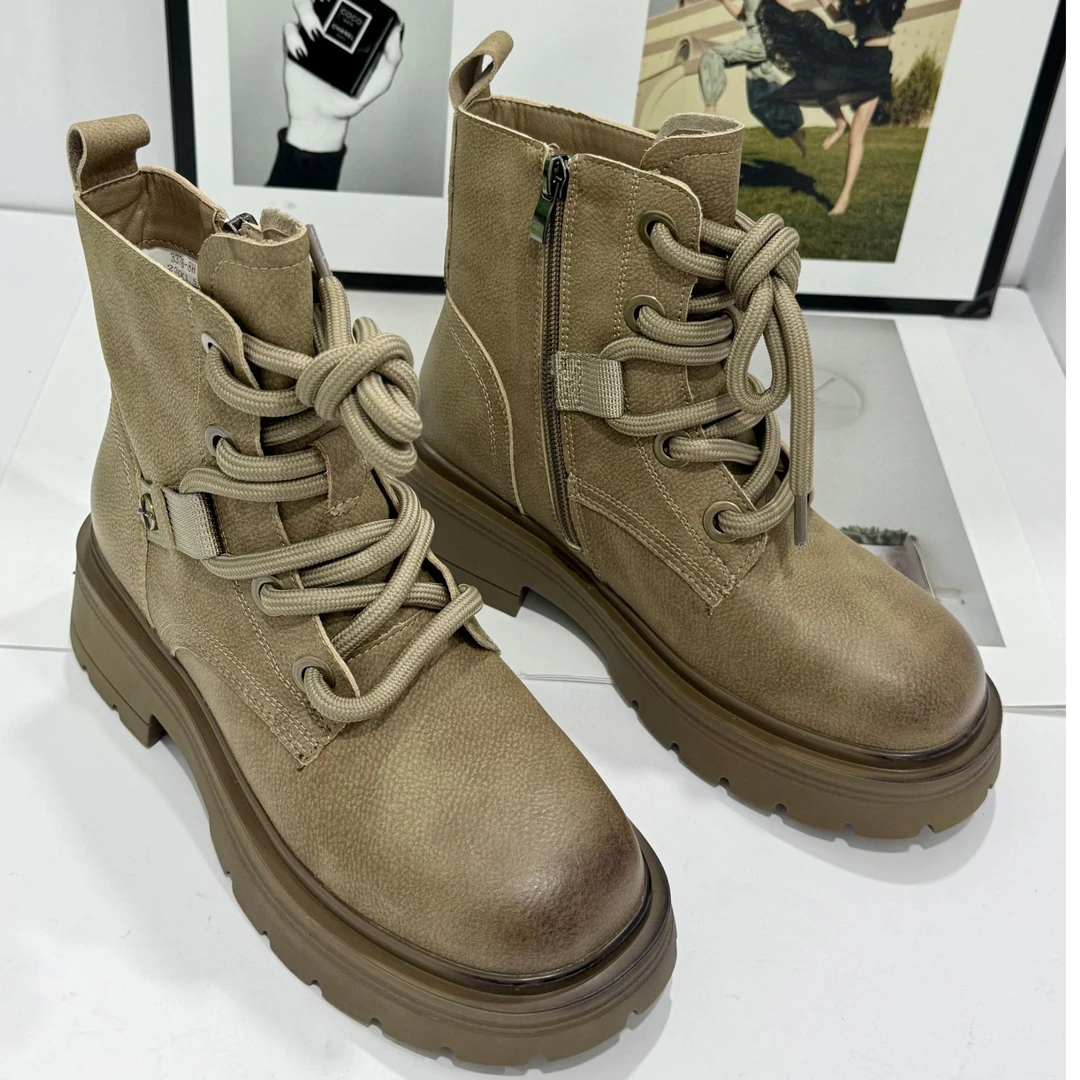 新款方头粗跟舒适厚底不累脚百搭款女靴3376-8