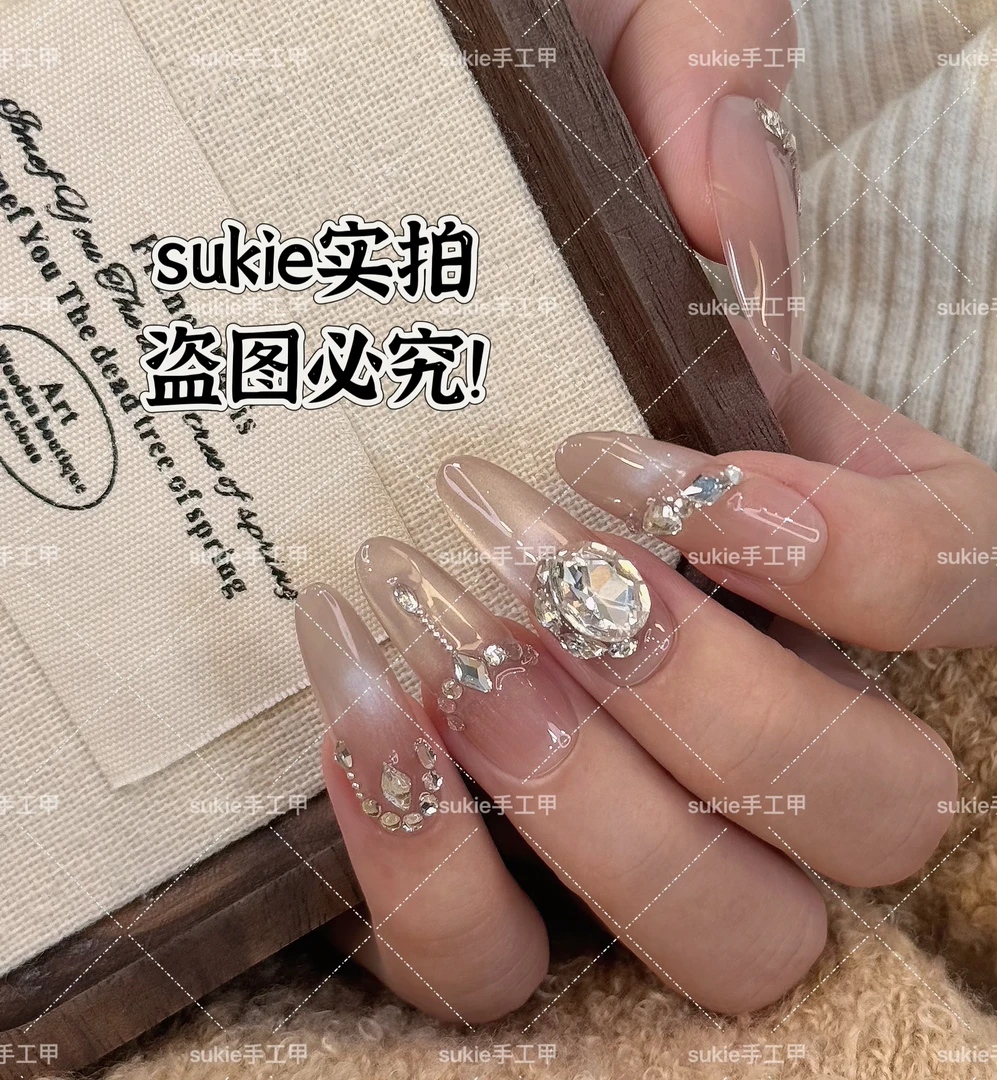 【往事云烟】东洲K9钻猫眼穿戴甲2024新款茶色腮红高级简约千金