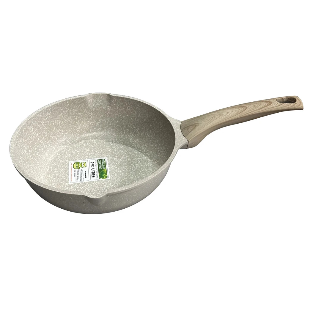 【品牌外贸】新24麦饭石白色煎锅家用深煎锅全灶具通用不粘锅烹饪锅