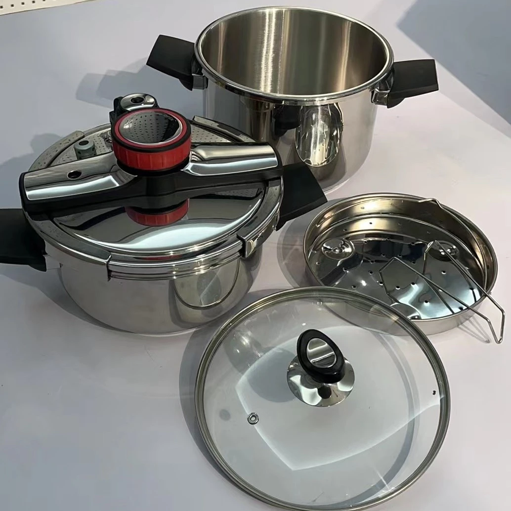 【品牌外贸】ukk不锈钢高压锅6升+4升不锈钢汤锅家用厨房厨具套装