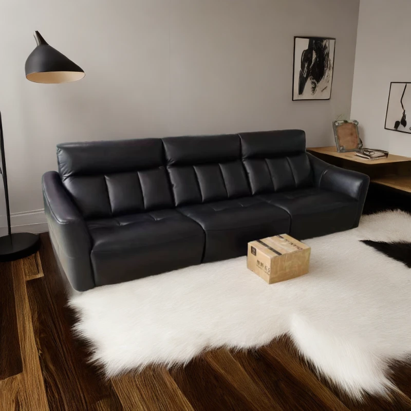 小丛林创意简约时尚意式头层牛皮高脚头等舱客厅皮艺沙发