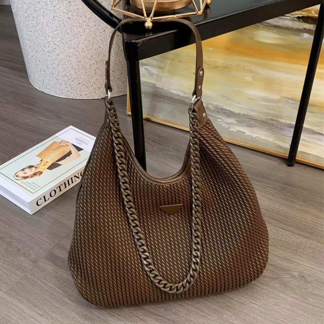 （奢品专属）慵懒风褶皱大容量女包尺寸35*10*36单肩包0005咖色