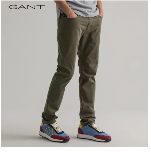 GANT/甘特春季男士舒适微弹力时尚休闲中腰长裤牛仔裤田1000368