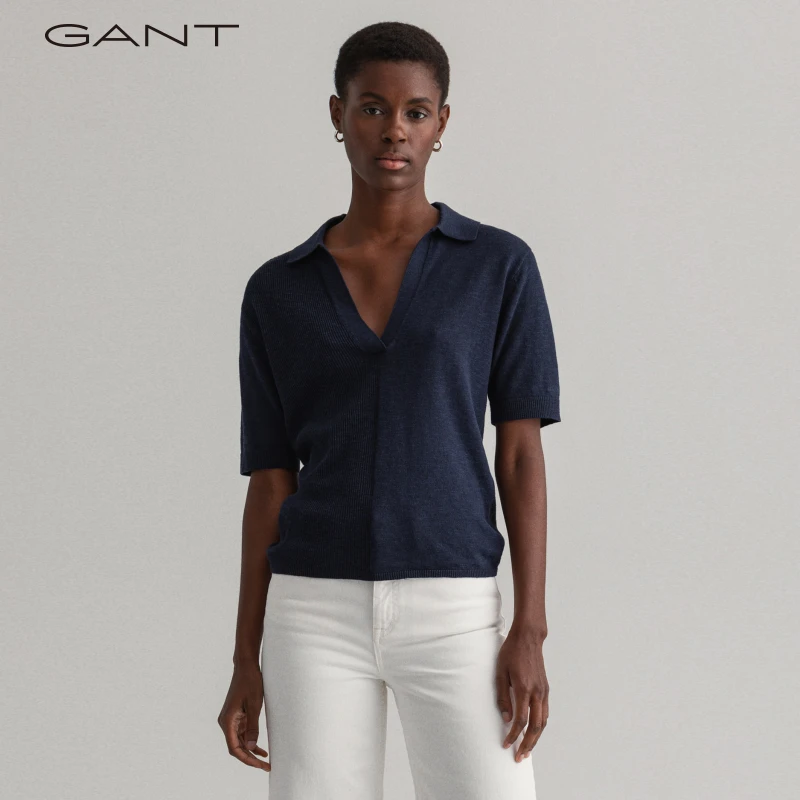 GANT/甘特夏季女士宽松时尚简约休闲针织翻领短袖Polo衫4805133