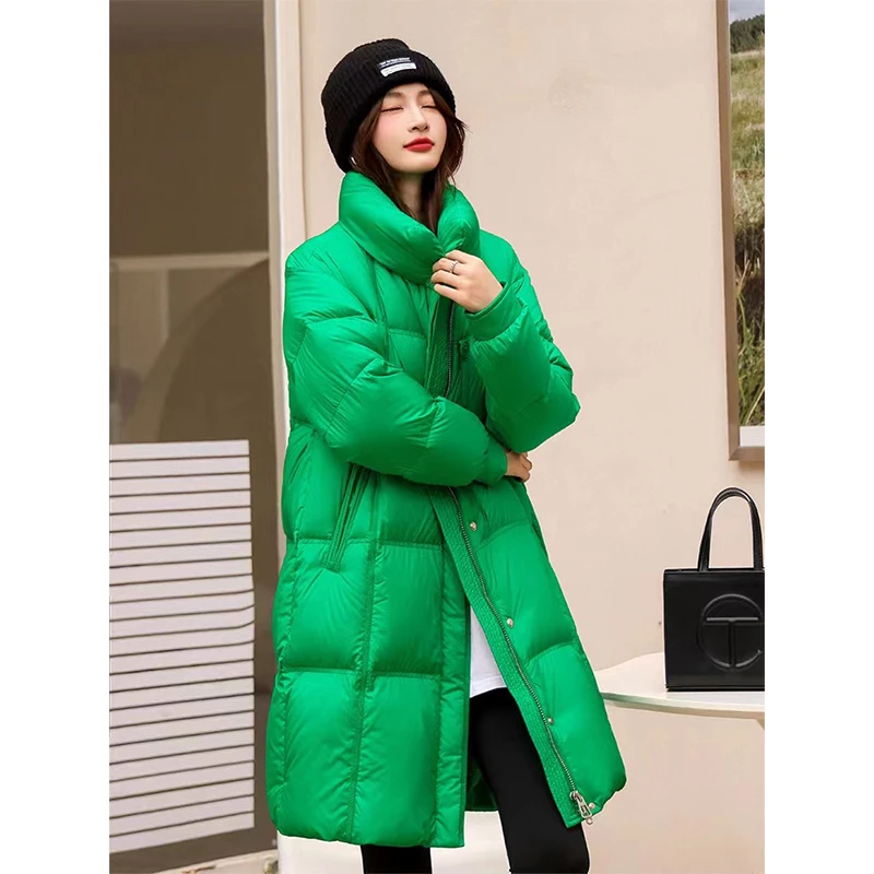 羽绒服女2023年冬季新款中长款保暖时尚气质韩版白鸭绒外套22D636