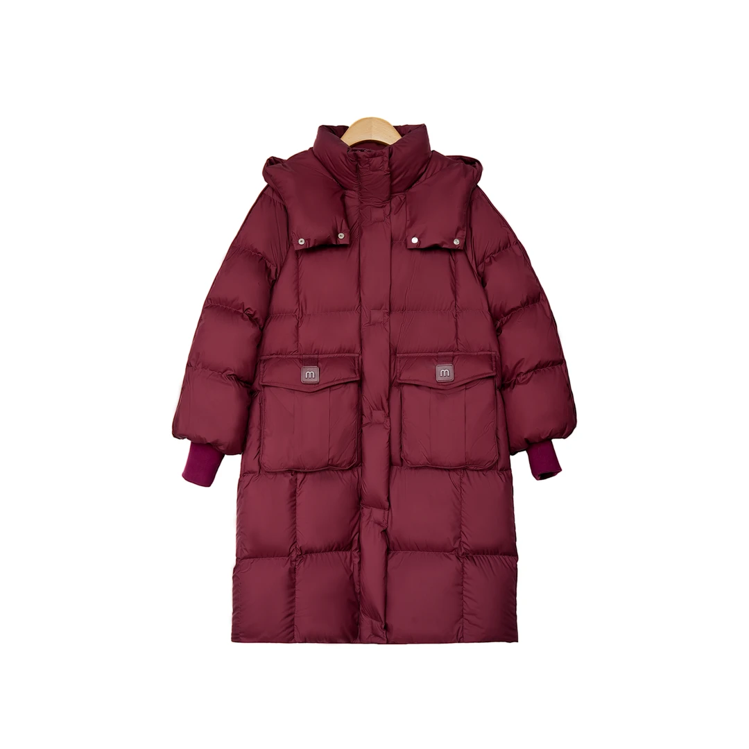 设计感羽绒服女2024冬季新款时尚气质连帽保暖中长款加厚外套D166