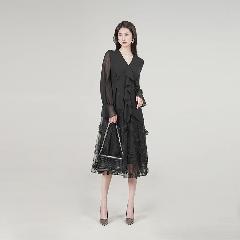 【粉丝专享】圣迪奥时尚优雅显瘦高端轻奢气质连衣裙S241Z12D2