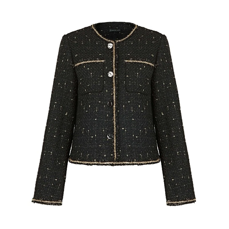 【COCO老师专属】圣迪奥小香风撞色肌理毛呢短款外套S233Z2241