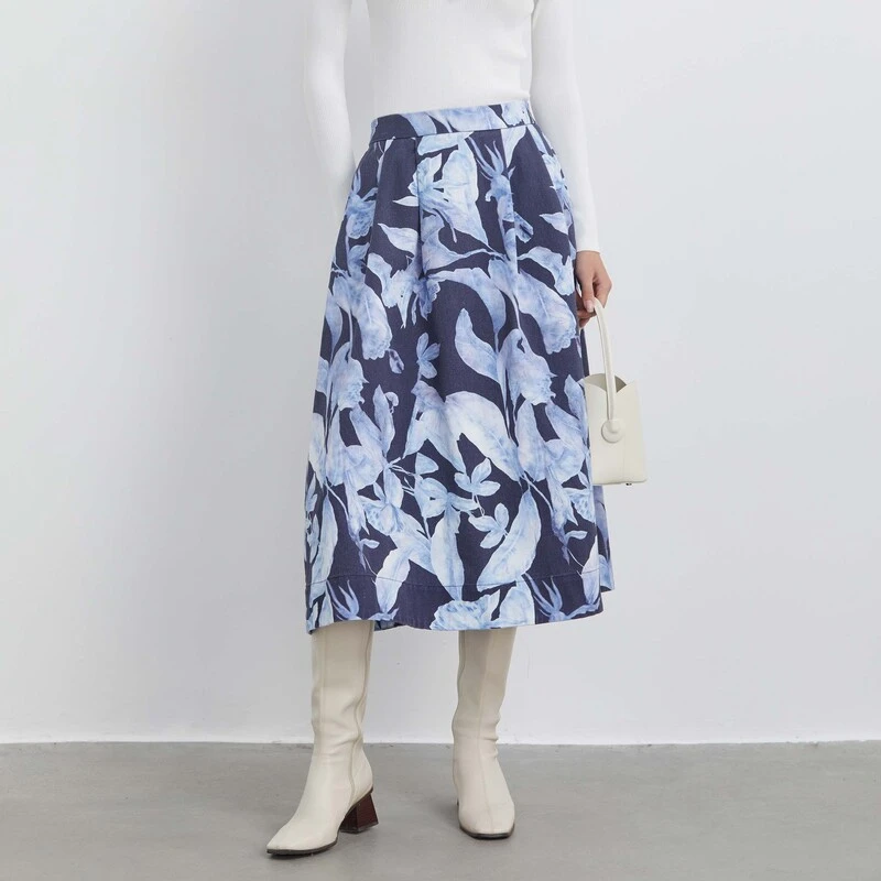 【小云总专属】圣迪奥秋冬轻奢碎花显瘦气质高腰半身裙S23481102