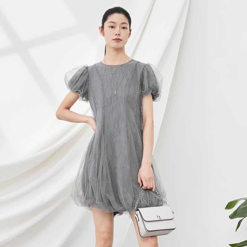 【粉丝专享】sdeer网纱泡泡袖公主连衣裙S222Z12Q6