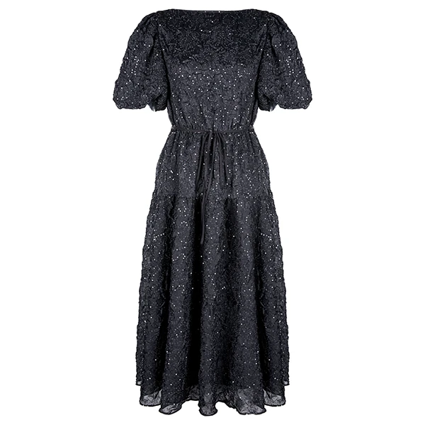 【粉丝专享】sdeer系带泡泡袖收腰优雅女装连衣裙S223Z12C1