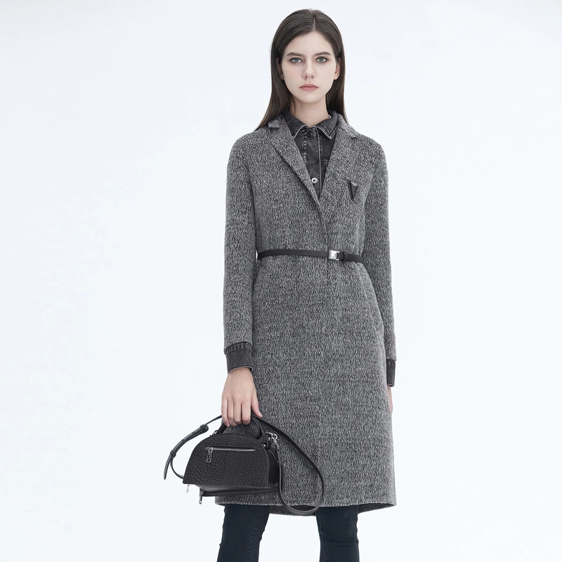 【亚美专属】sdeer圣迪奥拼接暗条纹显瘦大衣S20481802