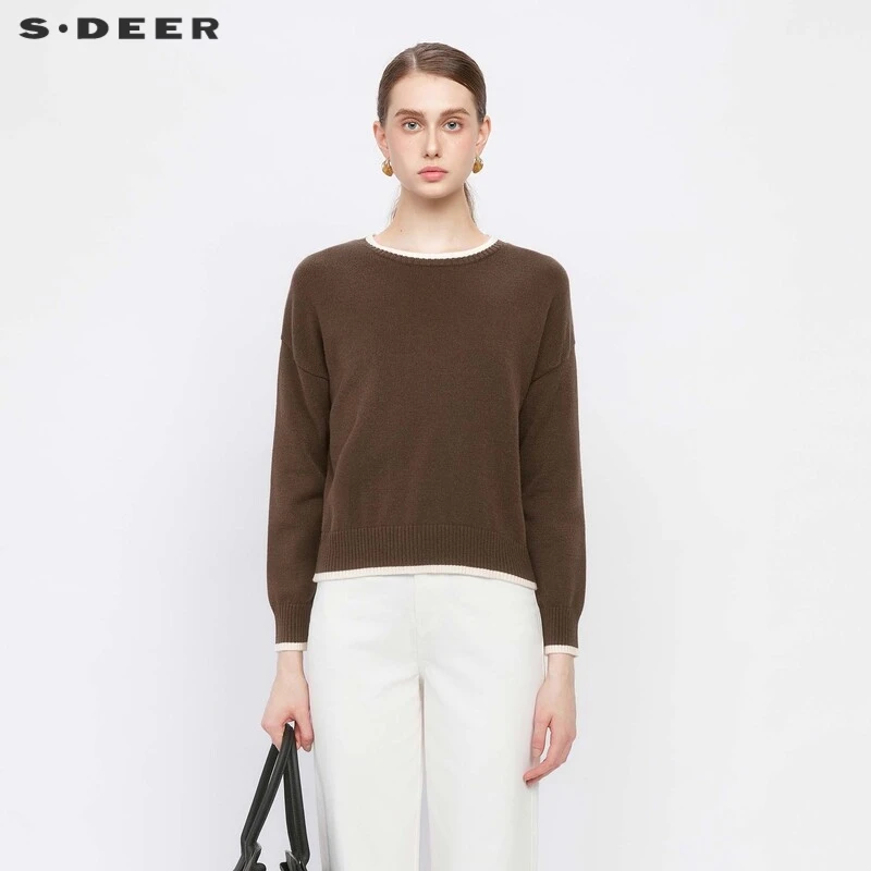 【小云总专属】圣迪奥女装时尚百搭罗纹圆领打底针织衫S234Z35C3