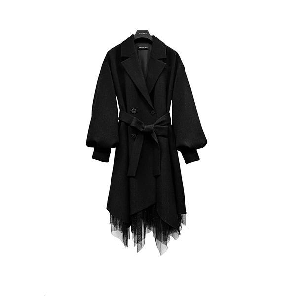 【莉莉专属】圣迪奥翻驳领气质个性中长款轻奢时尚风衣S231Z1808