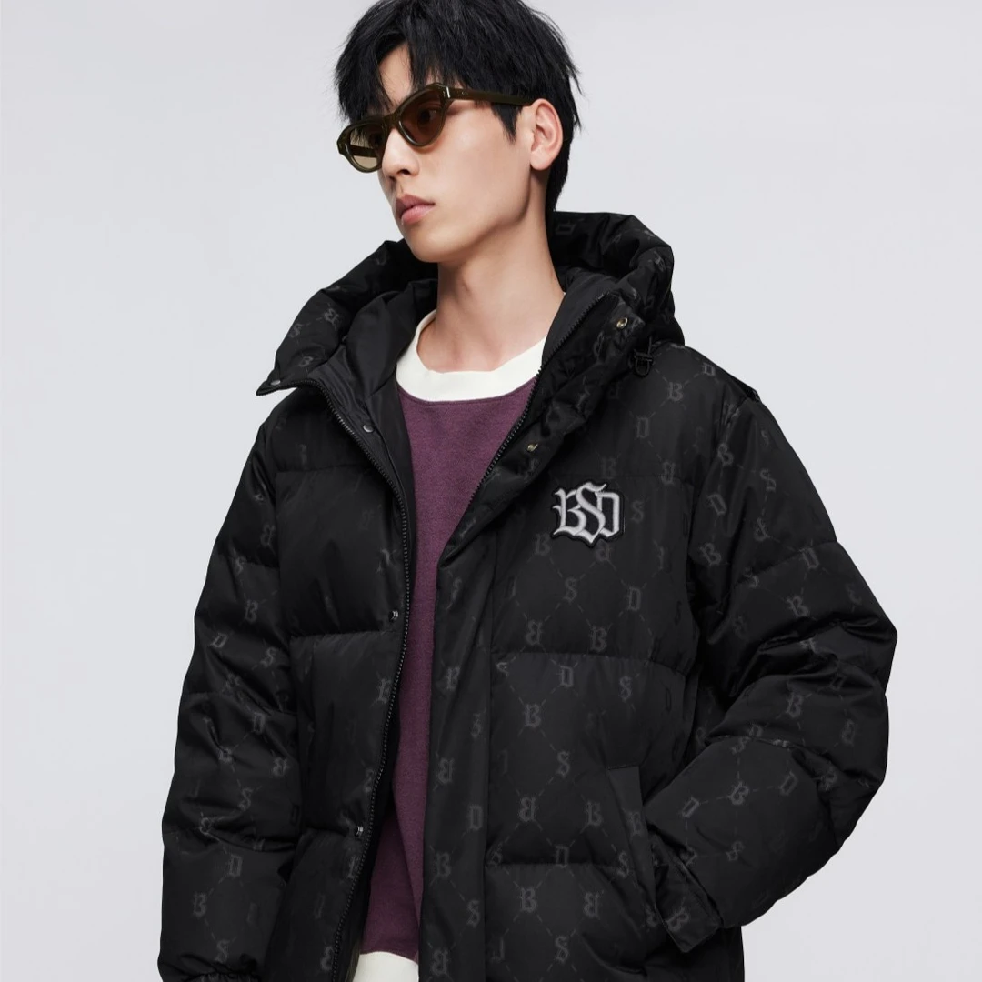 波司登2023冬季新款男短款复古老花时尚保暖羽绒服外套B30143510
