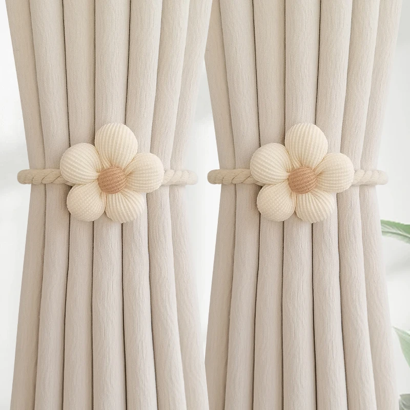 小清新花朵窗帘绑带一对装简约绑绳扎束带创意扣环白纱绑饰收拢带