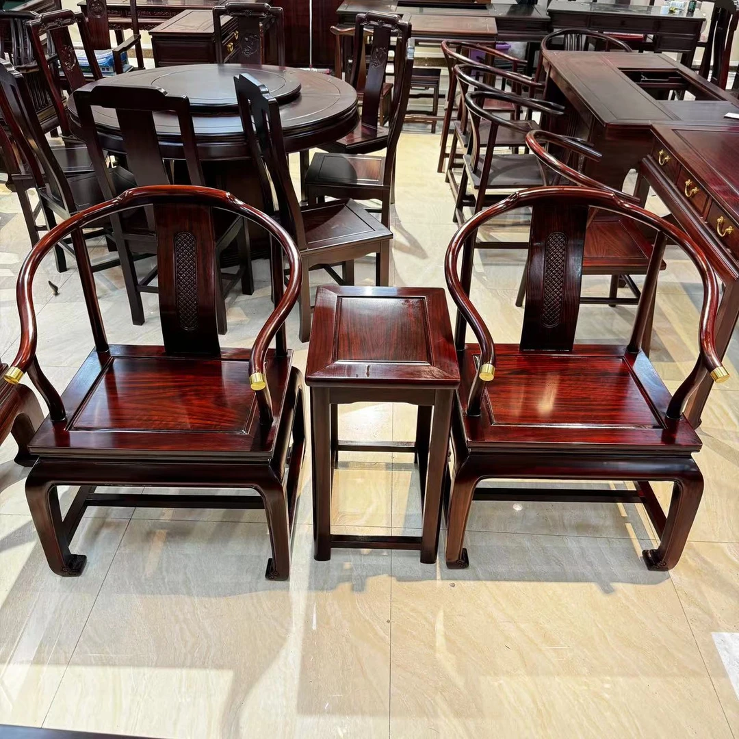 （铭哥）简约东非酸枝椅宝座圈椅榫卯结构新中式休闲椅家禅意