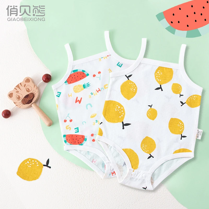 婴儿包屁衣幼儿包屁衣夏纯棉薄款连体衣无袖背心三角哈衣男女宝外