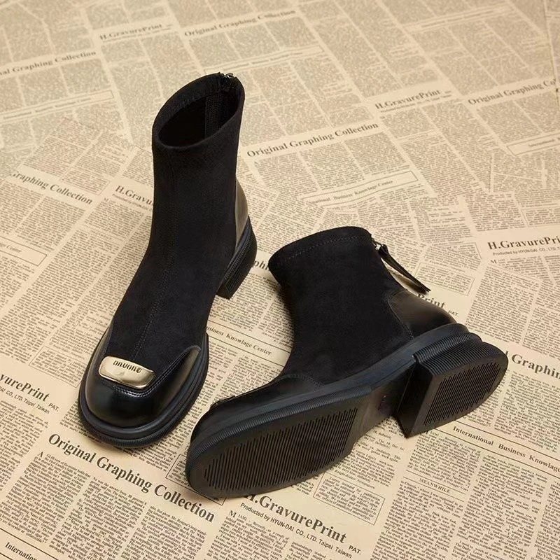 马丁靴子女2024年春秋季新款韩系小踝靴秋冬瘦瘦靴高级感平底短靴