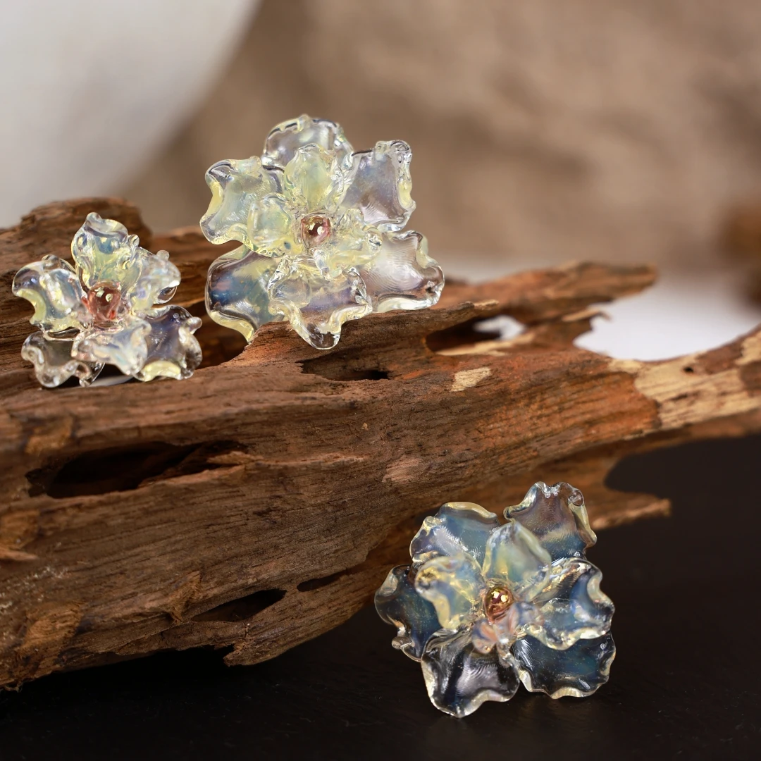 非金属玻璃戒指 [鸢尾花]手工琉璃戒指玻璃花