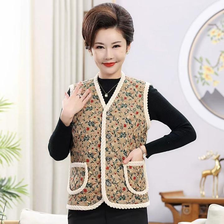 【12.9包邮】保暖锁温女士保暖花马甲民族风马夹背心tx