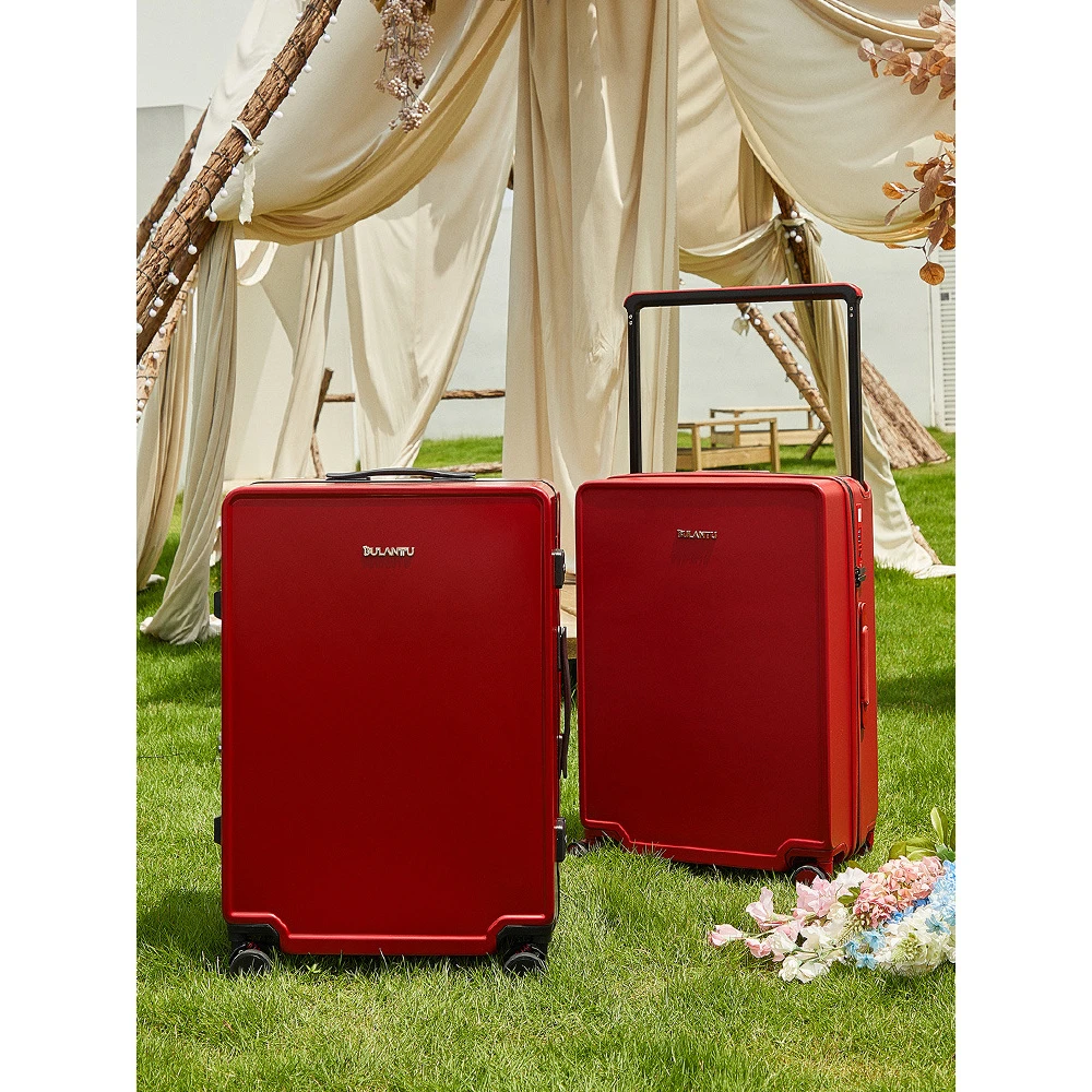 布兰兔红色行李箱拉杆箱结婚陪嫁箱新款宽拉杆旅行箱20寸登机嫁妆