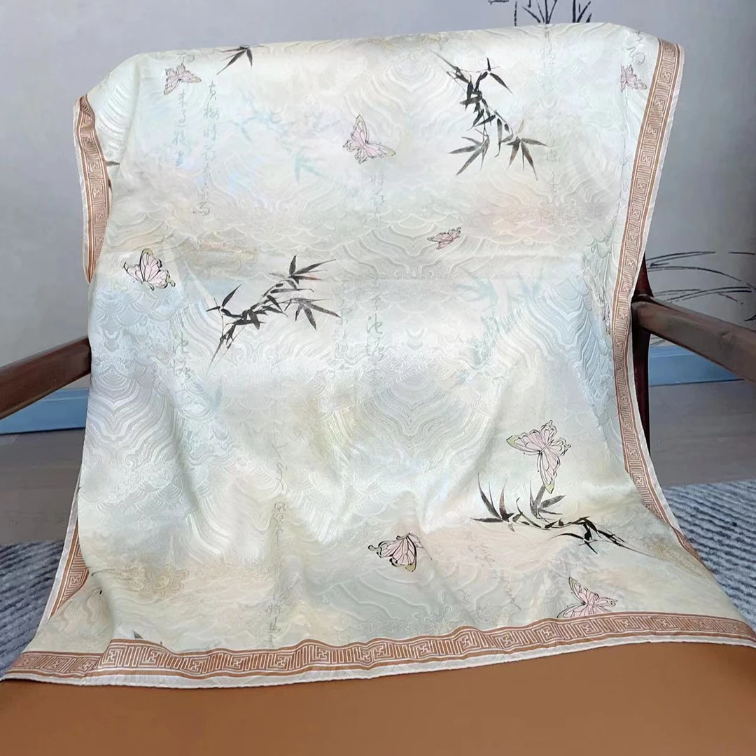 1805【冰竹含玉】龙鳞纹百搭围巾披肩国风系列手工双面70*180