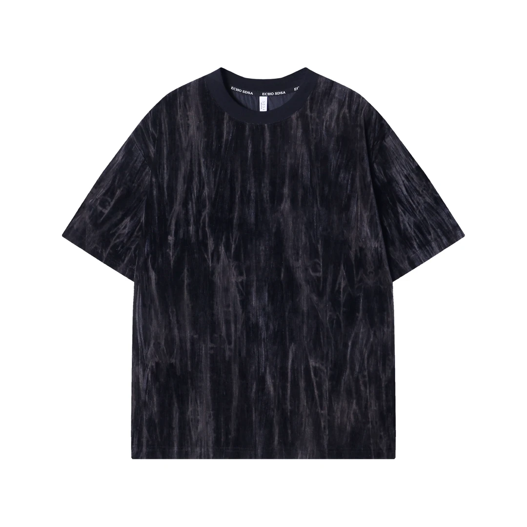 T1625夏季新款时尚设计抽象男士短袖潮流百搭上衣宽松复古小众T恤