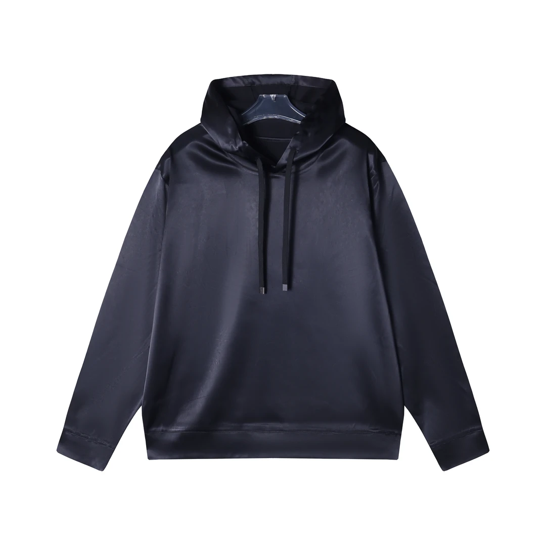 WY344秋冬季新款时尚个性纯色亮面连帽套头卫衣百搭简约宽松潮流