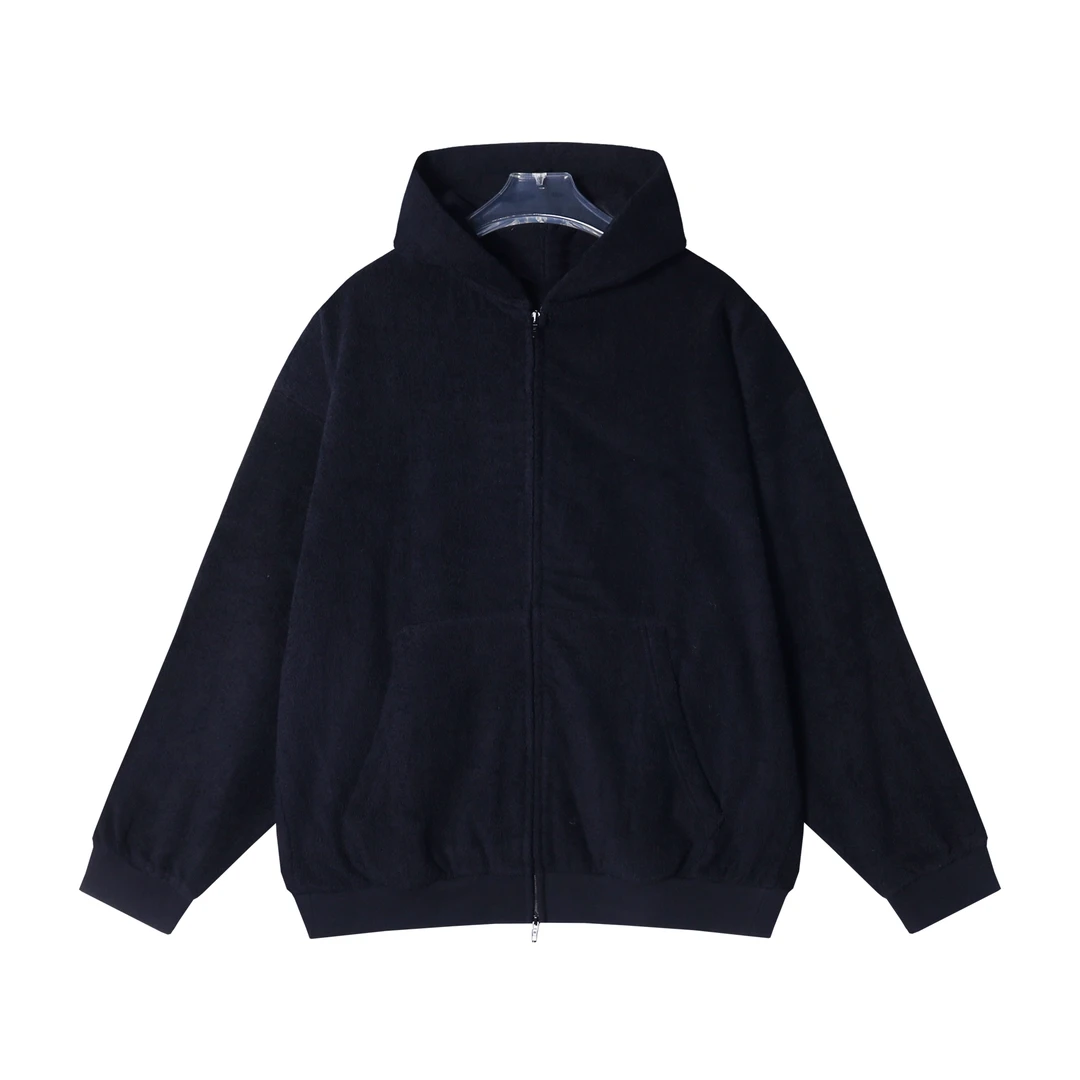 秋冬季新款美式个性纯色连帽开衫卫衣外套百搭时尚情侣宽松长袖