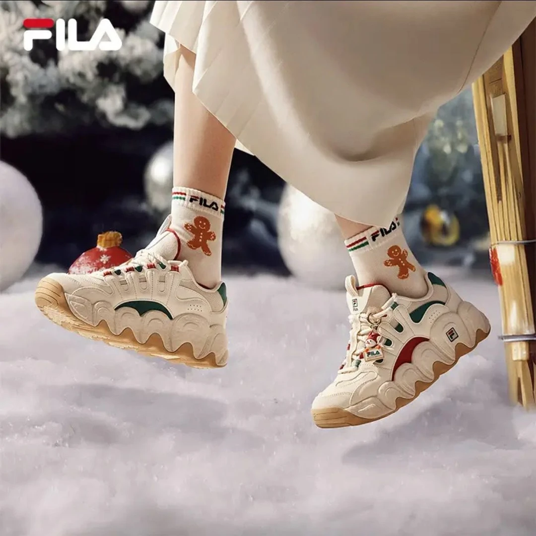 FILA斐乐可颂面包鞋老爹鞋女鞋2025秋季运动鞋厚底休闲鞋男鞋