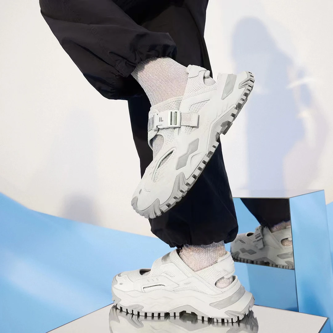 FILA FUSION斐乐潮牌女鞋硬糖凉鞋2025夏季新款休闲厚底鞋运动鞋