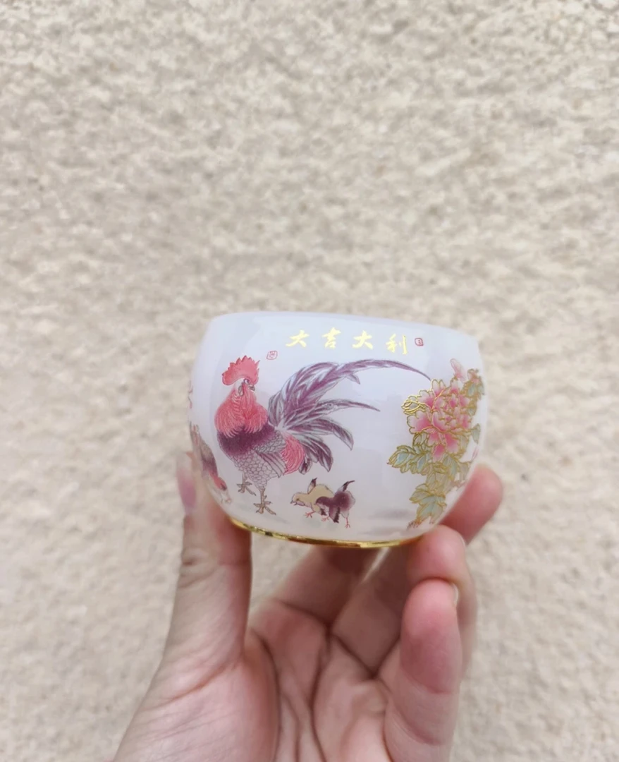 【大吉大利琉璃杯】手工茶杯琉璃杯喝茶喝水品茗杯主人杯白琉璃