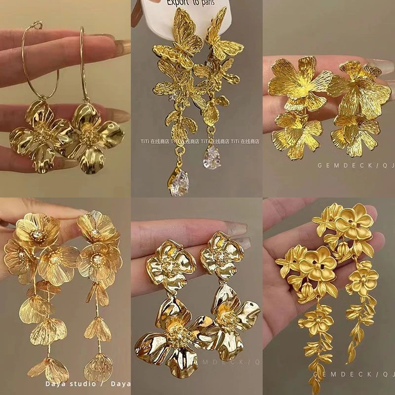 大圆环花朵耳环轻奢小众高级感耳钉女夸张宴会气质耳饰