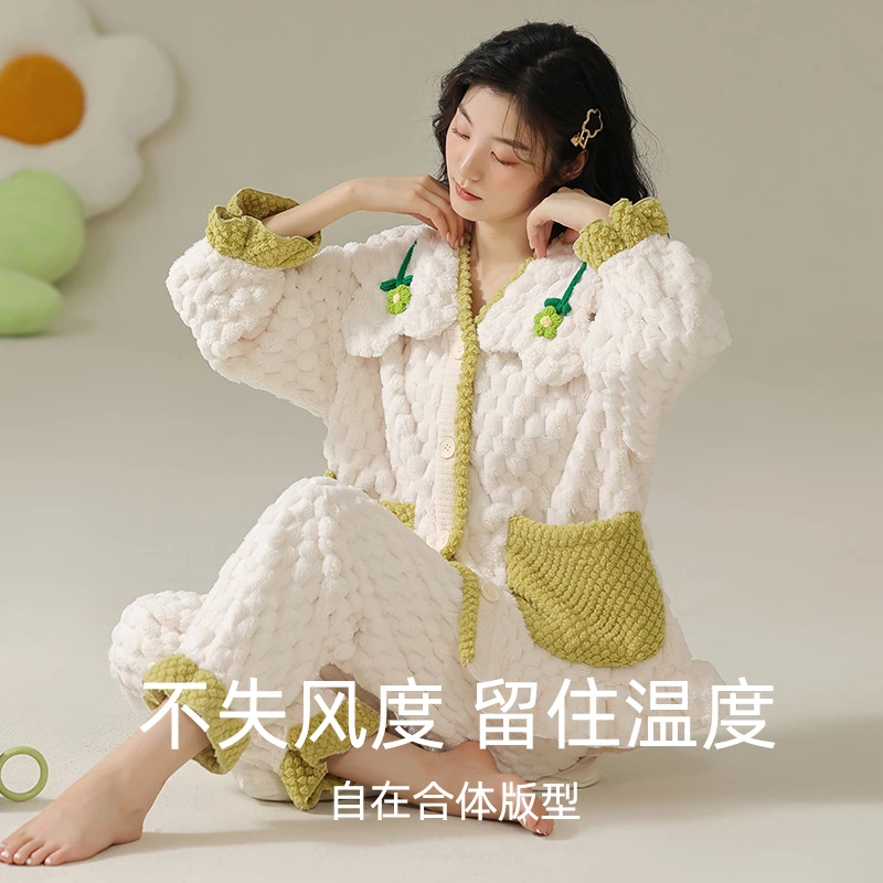 【绿野仙踪】睡衣女澳岛绒秋冬新款长袖卡通可爱家居服套装家居服1