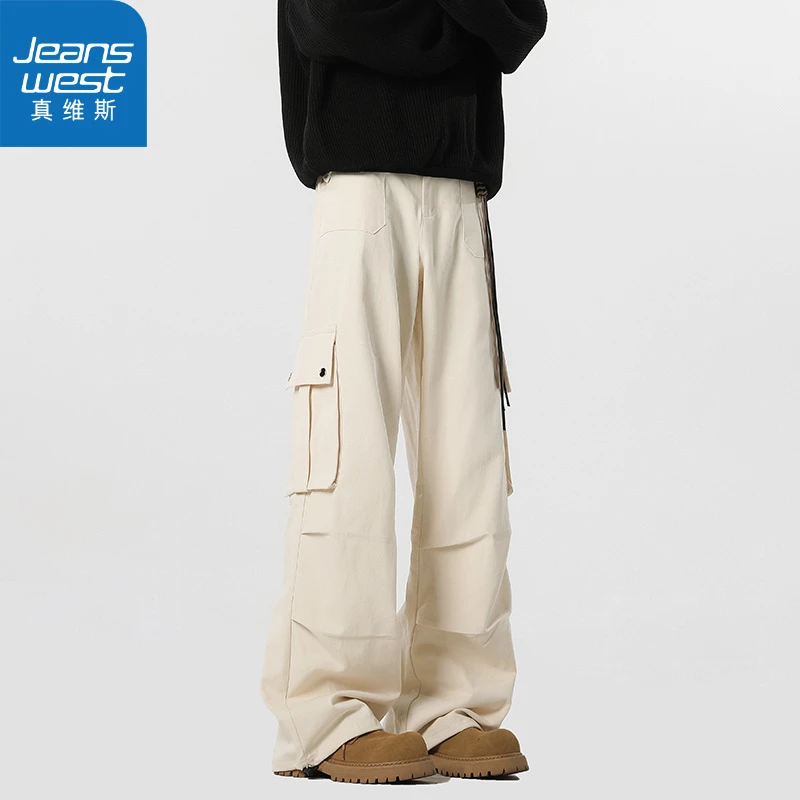 真维斯美式复古美拉德伞兵工装裤男秋季宽松直筒阔腿裤休闲拖地裤