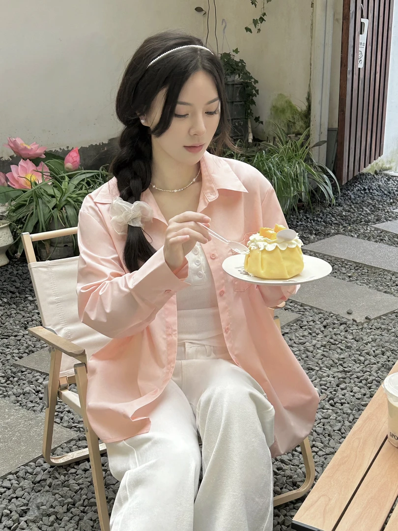 2025新款爆款法式风格通勤抗皱衬衫百搭纯色衬衫气质女衬衣 9923