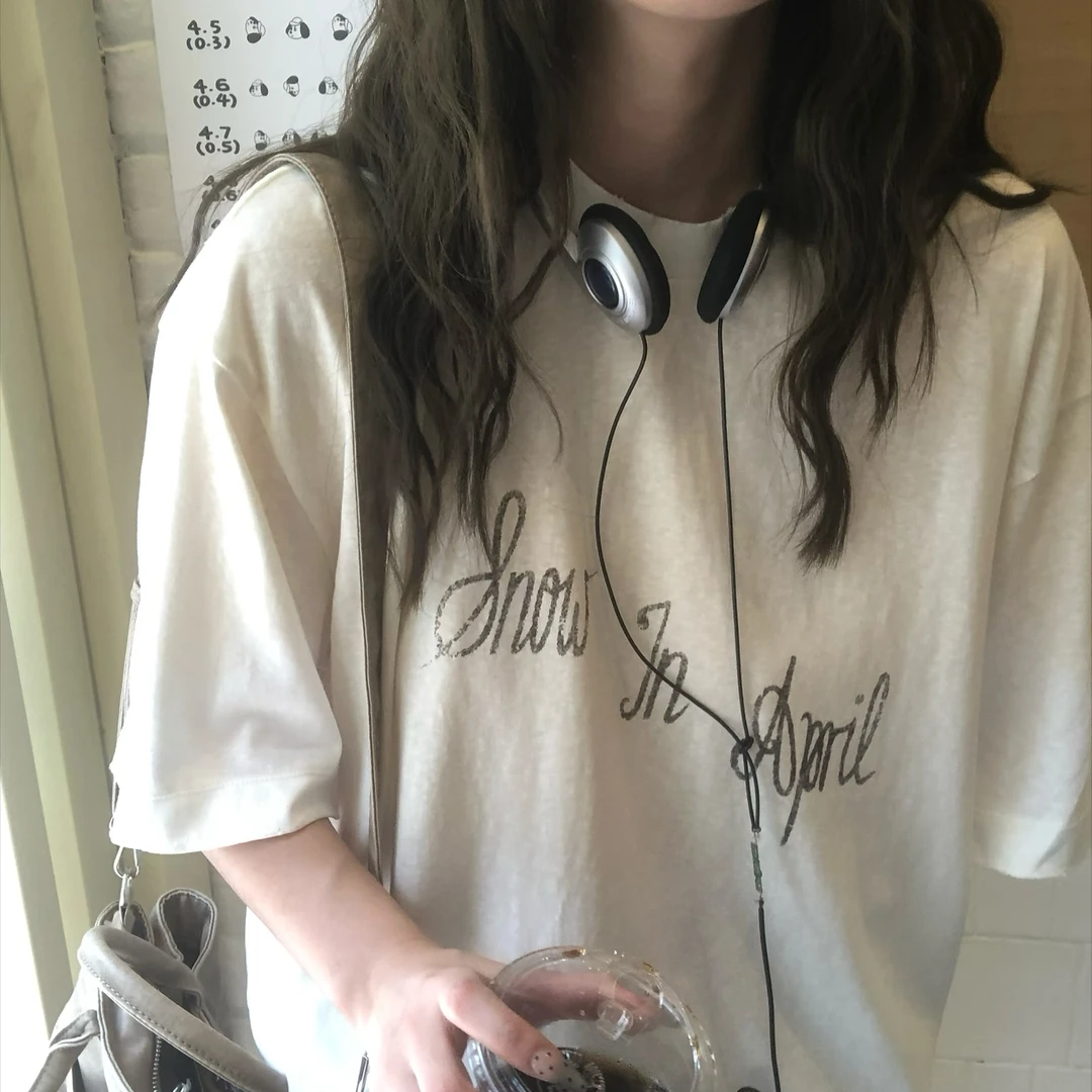 atii复古喷墨小众设计感宽松美式字母短袖