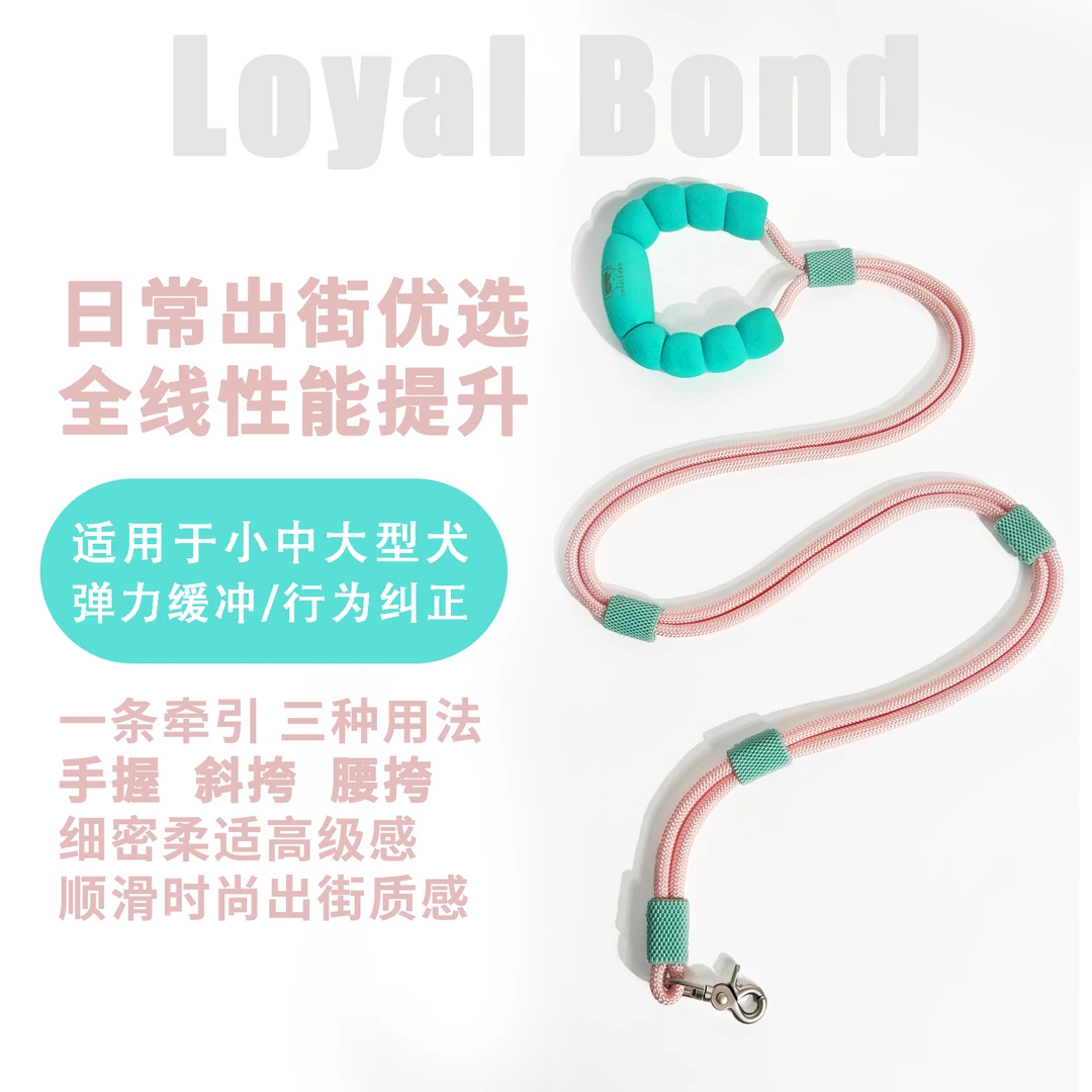 【纽带】多功能牵引绳可斜挎肩挎腰胯中大小狗防爆冲狗绳结实耐用
