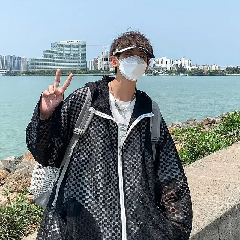 夏季薄款冰丝男士防晒衣透气防紫外线男潮流防晒服高端男士防晒衣